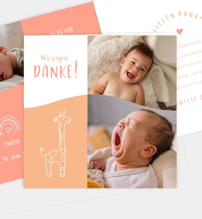 Dankeskarte Geburt Baby Waves
