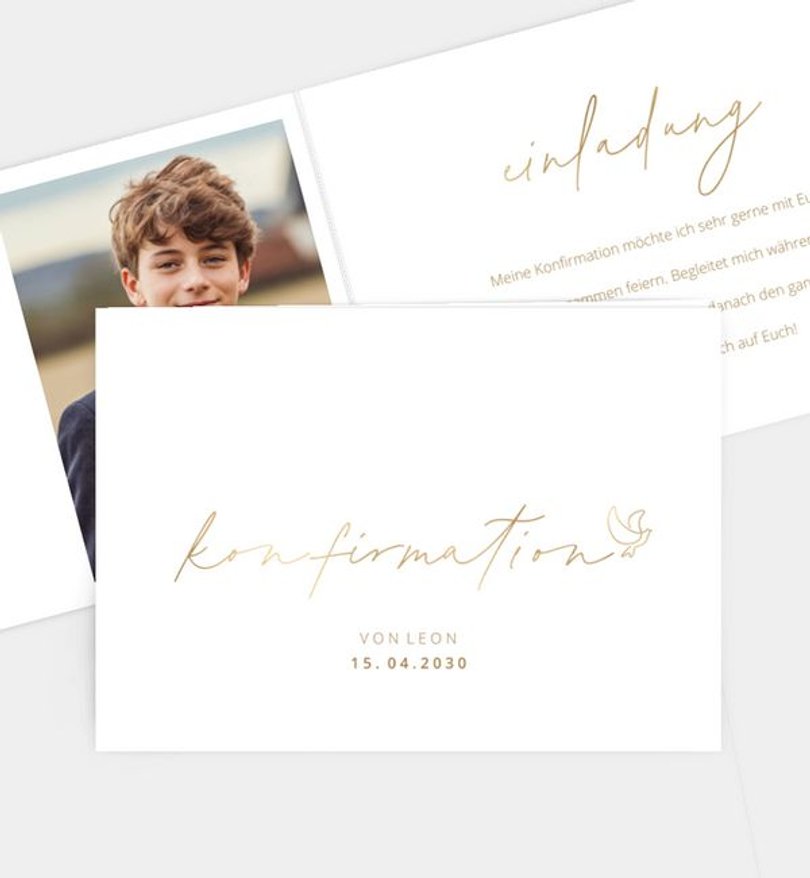 Einladungskarte Konfirmation Flying dove