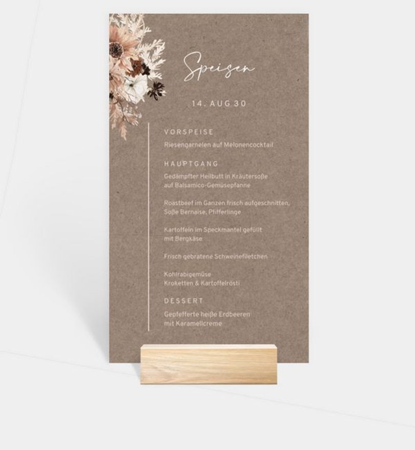Menükarte Hochzeit Precious Yes