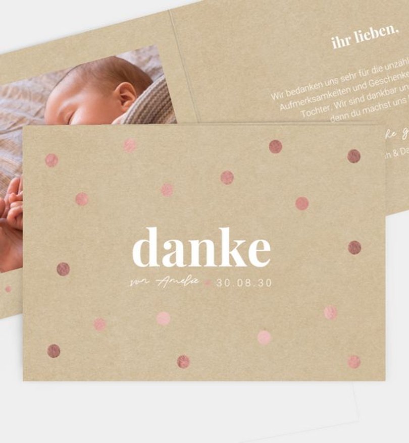 Dankeskarte Geburt Color Spots · Crafty