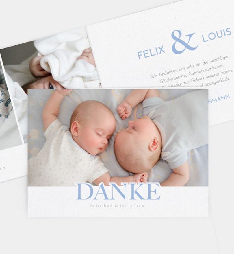 Dankeskarte Geburt Doppeltes Glück