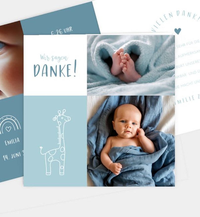 Dankeskarte Geburt Baby Waves