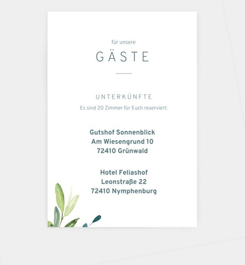 Einlegeblatt bedruckt Party Greenbouquet