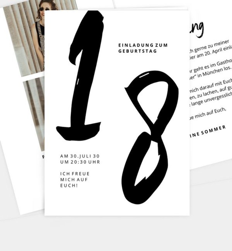 Einladungskarte Geburtstag Brush