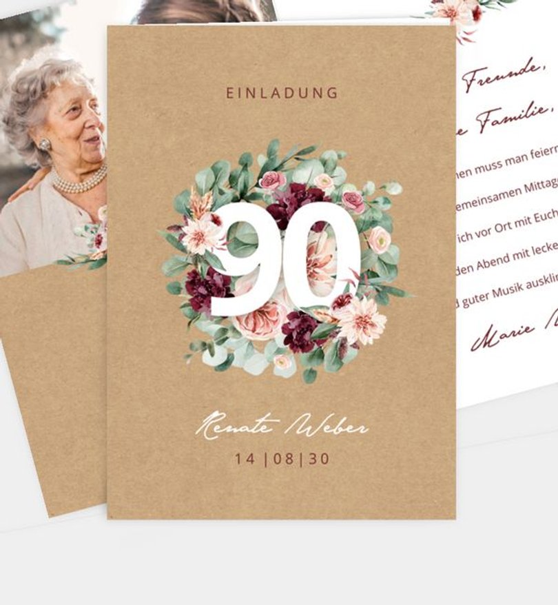Einladungskarte Geburtstag Zahlbouquet