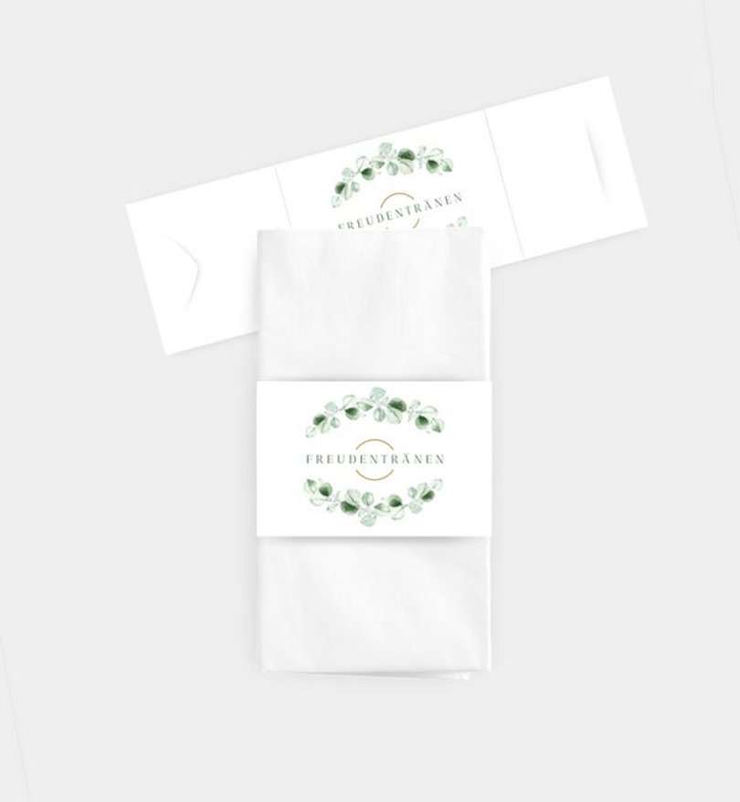 Taschentücher Banderole Hochzeit Eucalipto