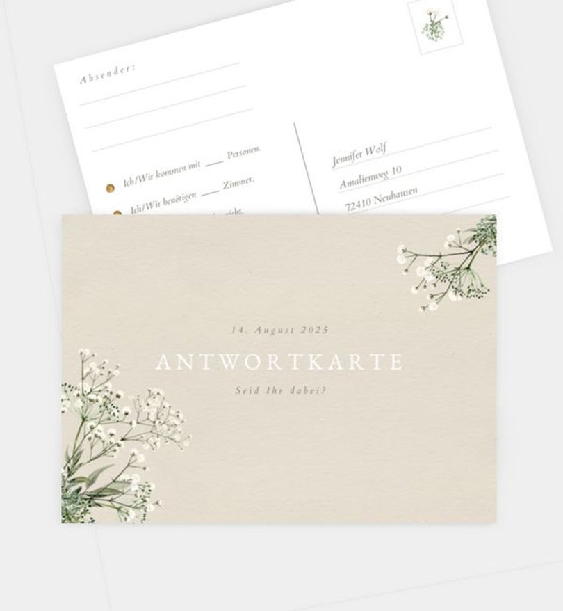 Antwortkarte Hochzeit Zarter Ausdruck
