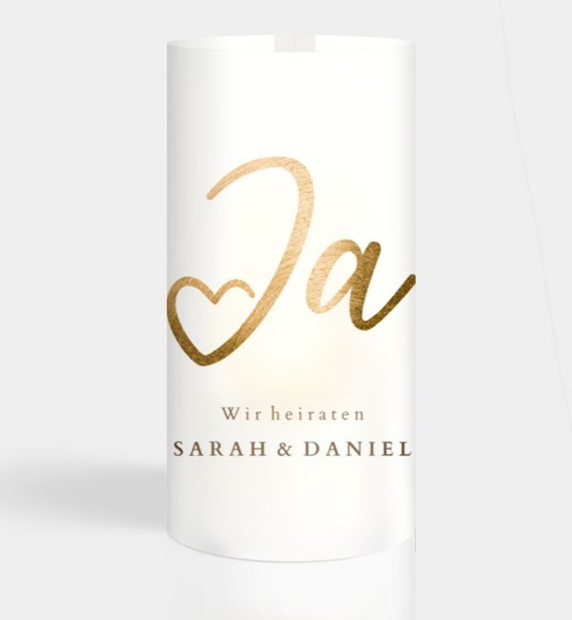 Windlichtkarte Hochzeit Ja · Mitten ins Herz