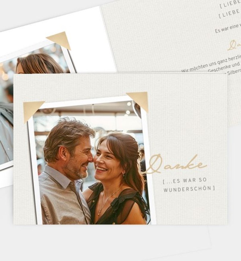 Dankeskarte Silberhochzeit Fotoecken