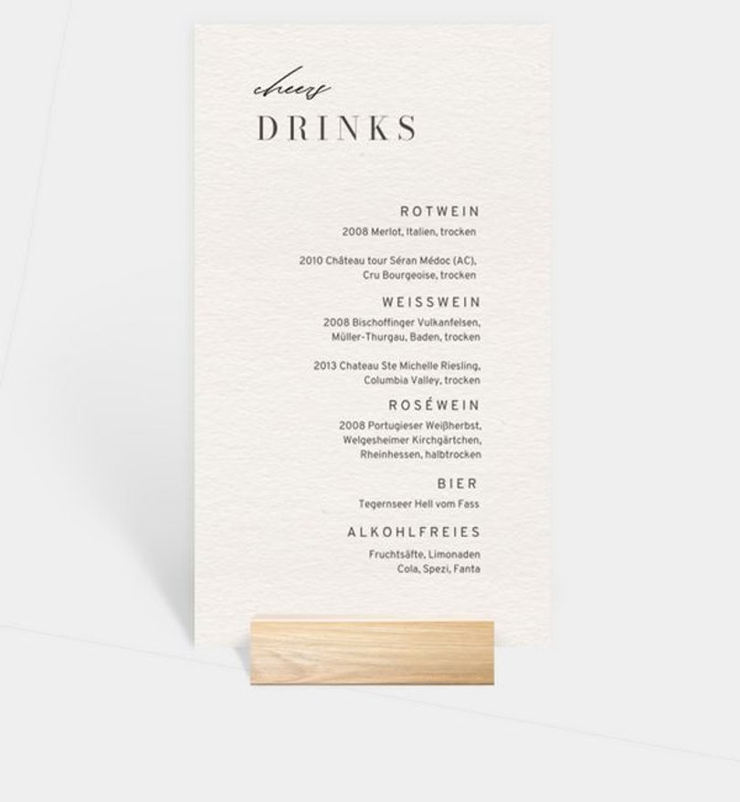 Menükarte Silberhochzeit Ease