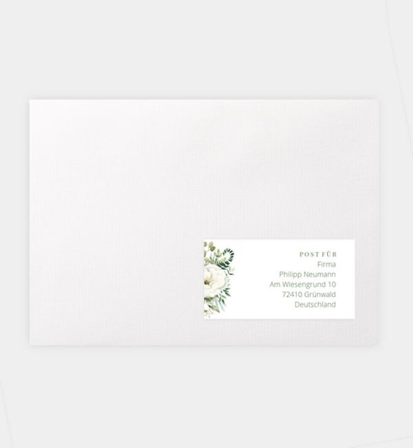 Empfängeraufkleber Silberhochzeit Green Romance
