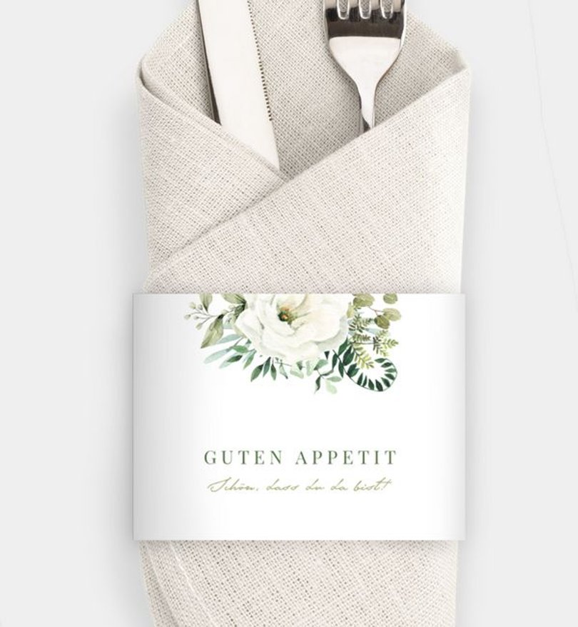 Besteck Servietten-Zubehör Silberhochzeit Green Romance