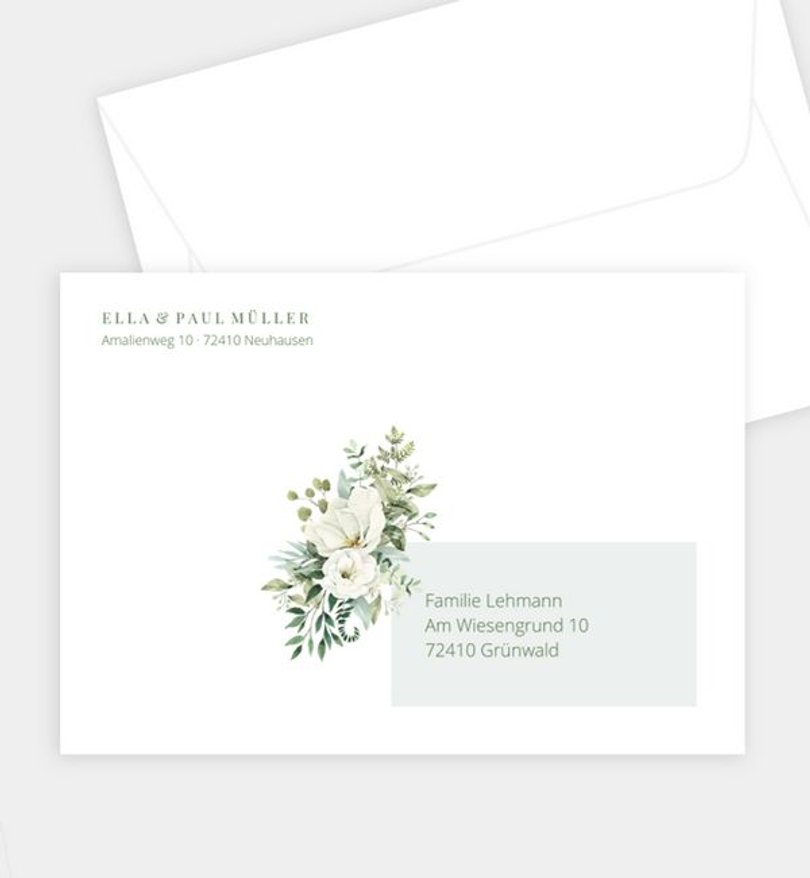Briefumschlag Silberhochzeit Green Romance