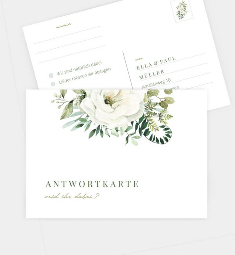 Antwortkarte Silberhochzeit Green Romance