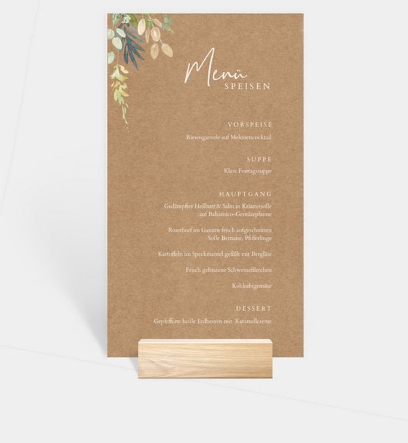 Menükarte Silberhochzeit Wiesenbouquet