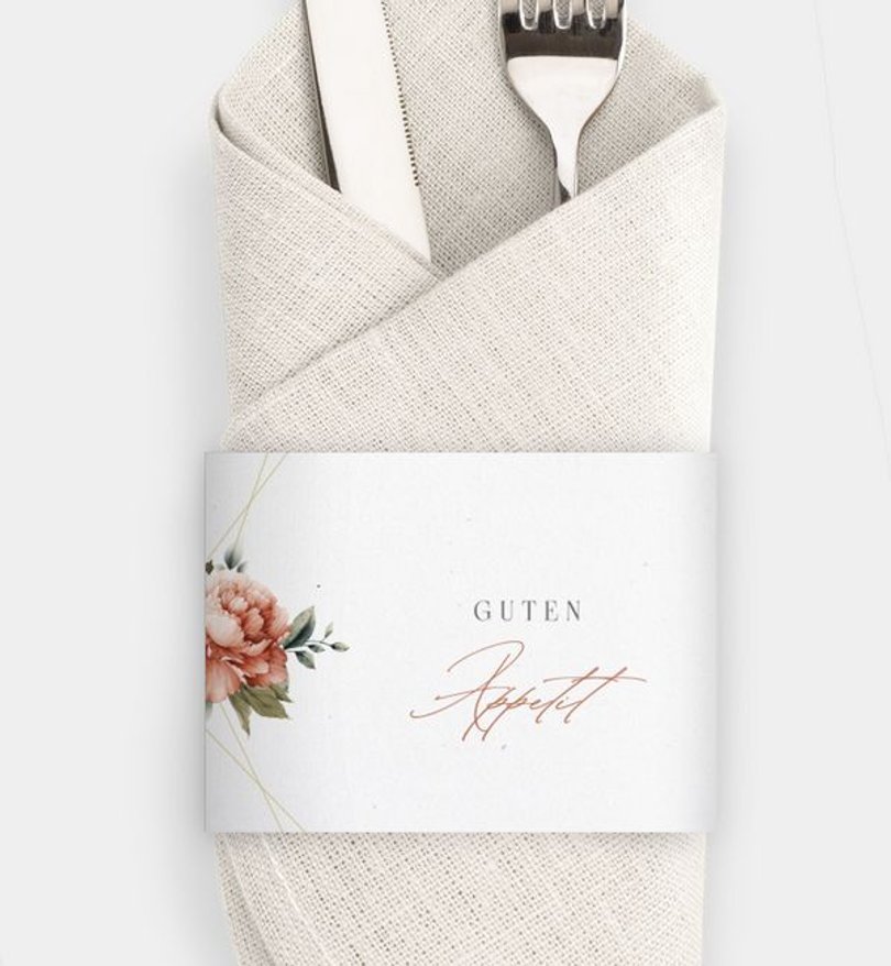 Besteck Servietten-Zubehör Goldene Hochzeit Floral Corner