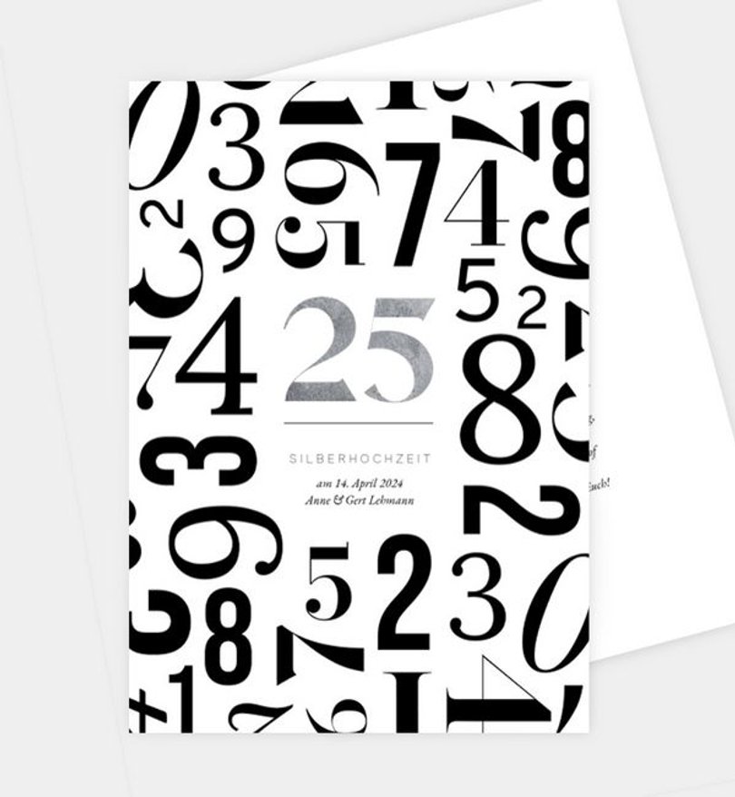 Einladungskarte Silberhochzeit Mix of Numbers