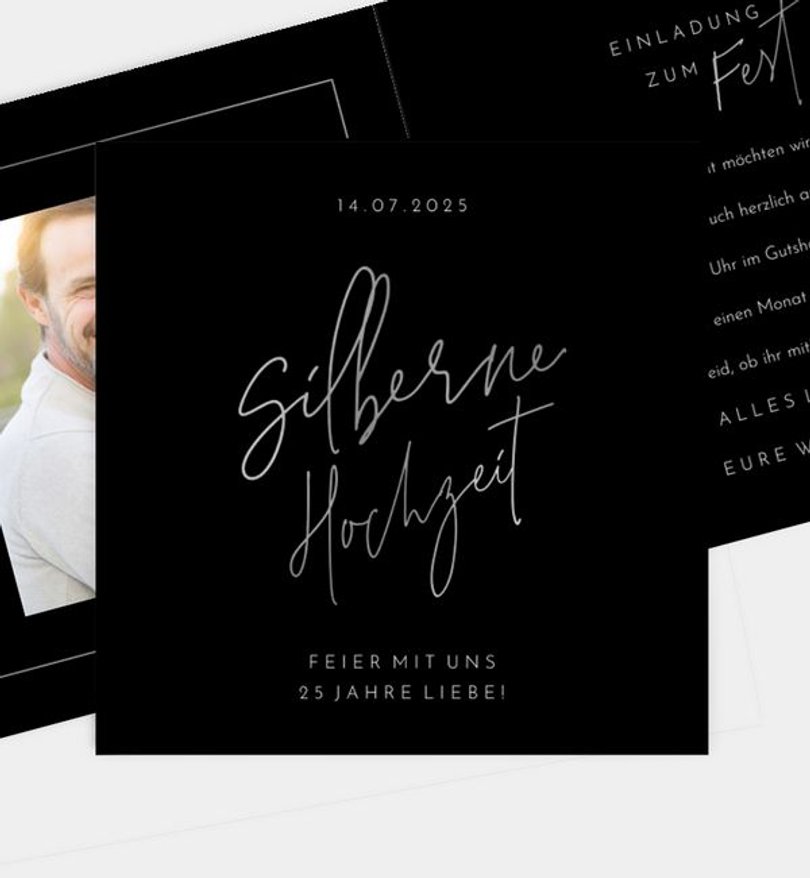 Einladungskarte Silberhochzeit Glam Look