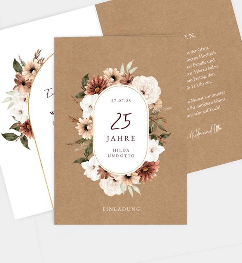 Einladungskarte Silberhochzeit Blumentraum