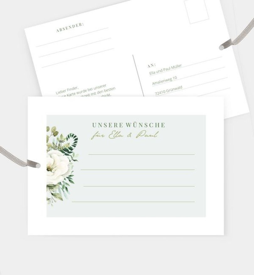 Ballonkarte Goldene Hochzeit Green Romance