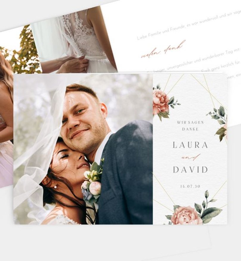 Dankeskarte Hochzeit Floral Corner