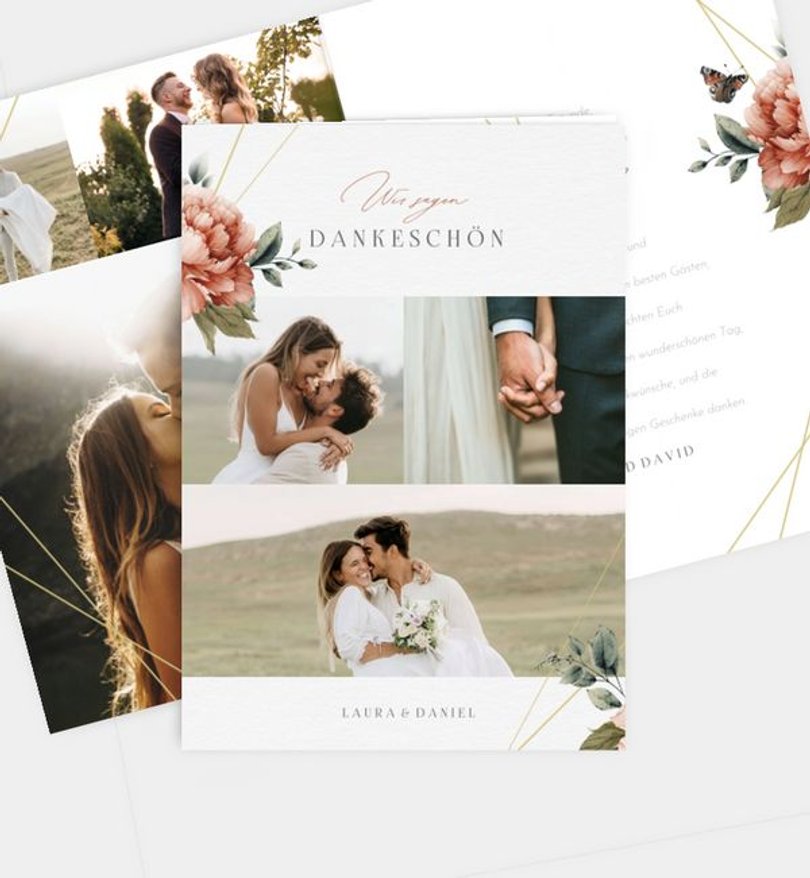 Dankeskarte Hochzeit Floral Corner