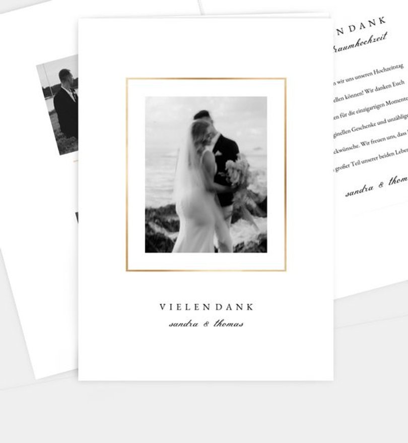 Dankeskarte Hochzeit Golden Frame