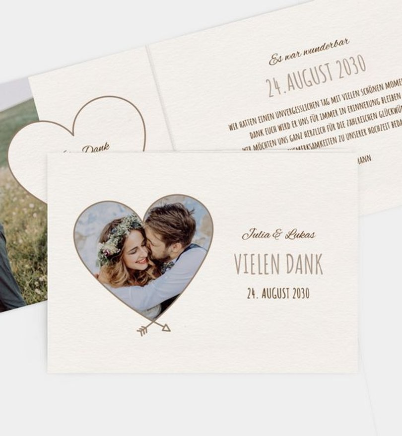 Dankeskarte Hochzeit Herzblatt