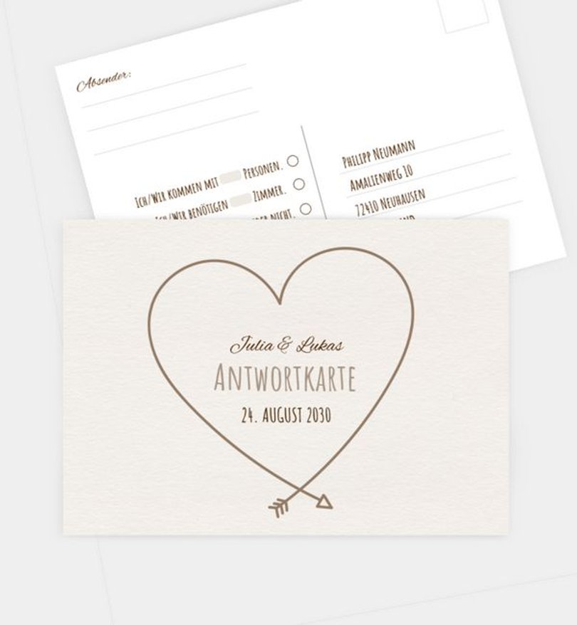 Antwortkarte Hochzeit Herzblatt