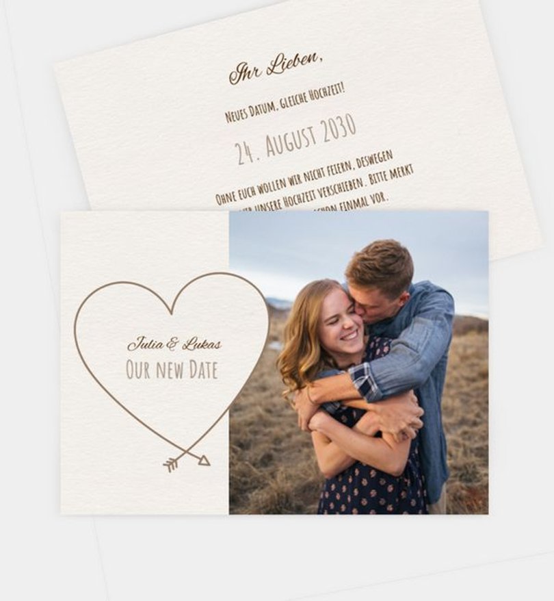 Change-The-Date Karte Hochzeit Herzblatt