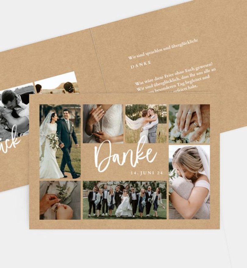 Dankeskarte Hochzeit Pures Glück · Crafty