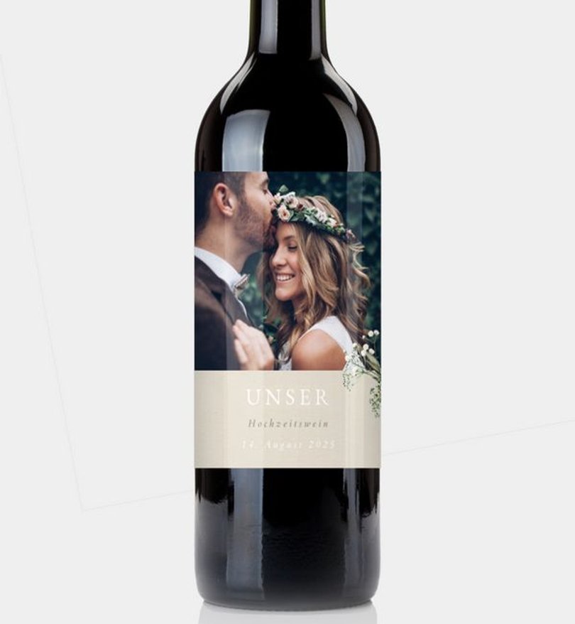 Flaschenetikett Hochzeit Zarter Ausdruck