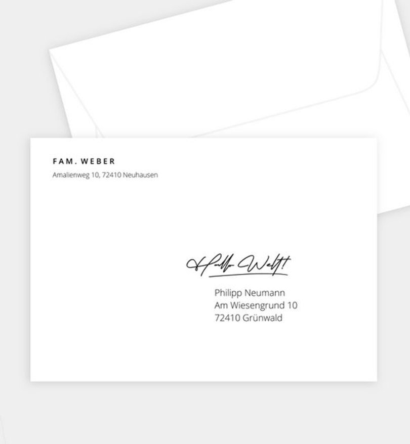 Briefumschlag Geburt Contemporary Font