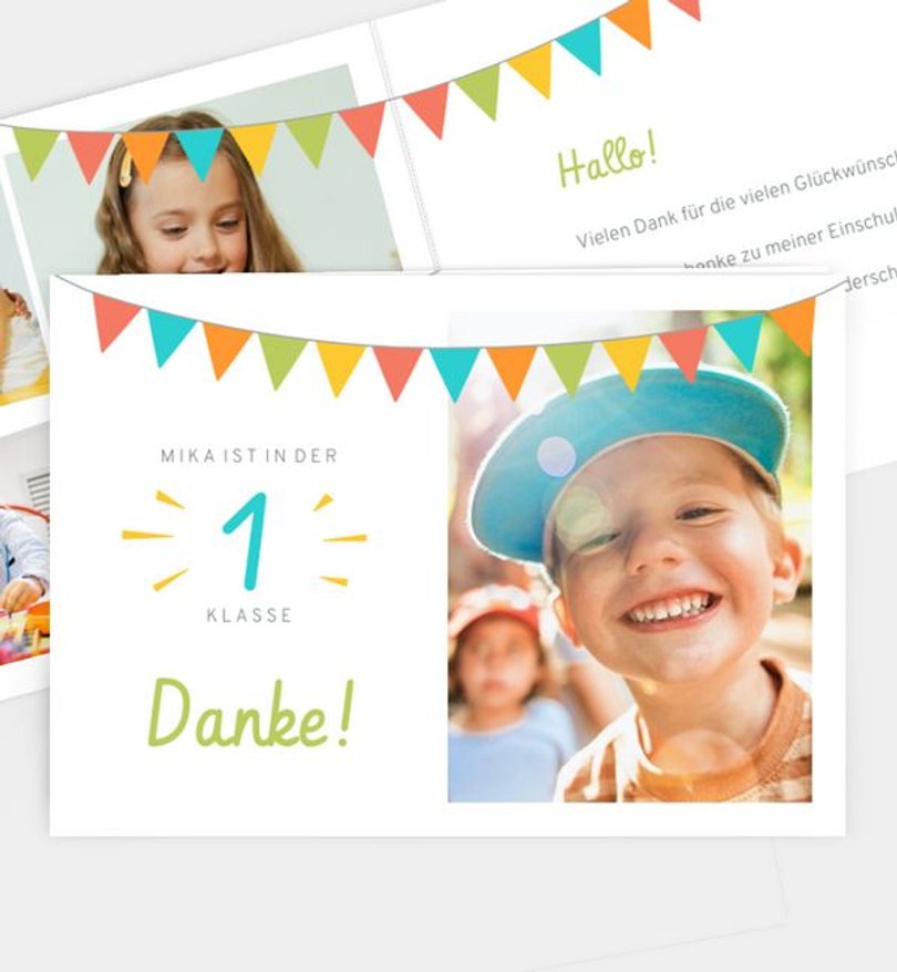Dankeskarte Einschulung Girlande