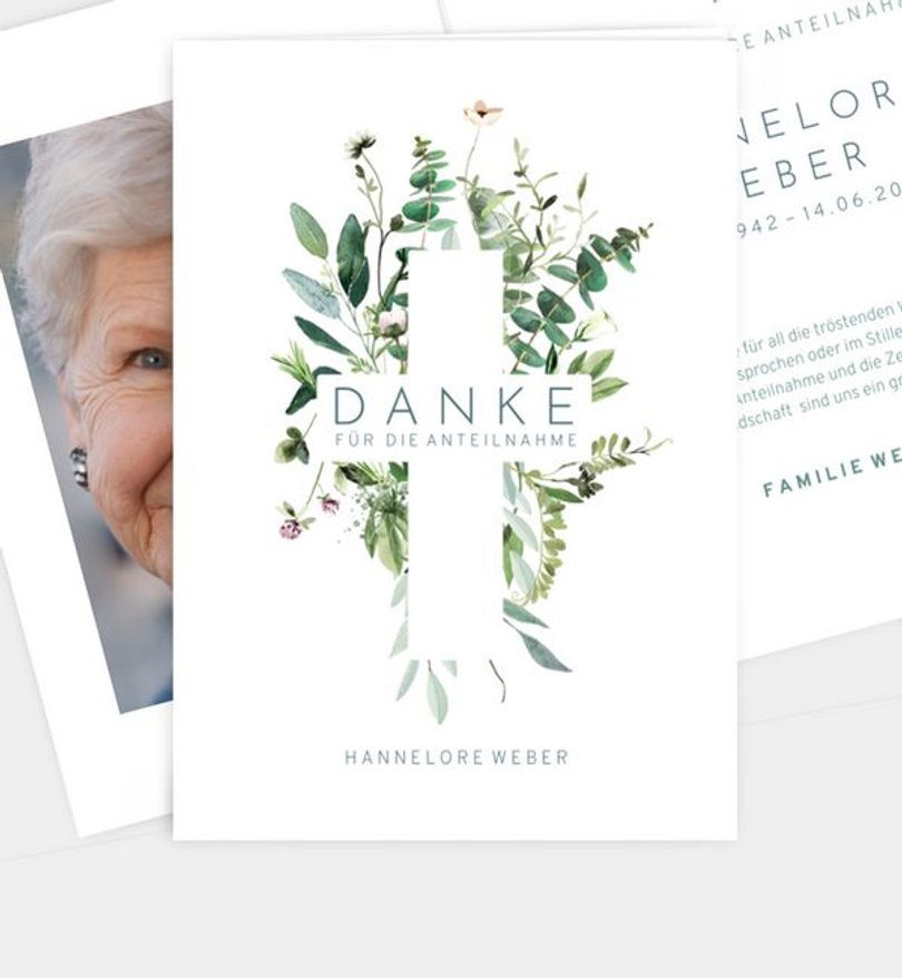 Dankeskarte Trauer Green Bouquet
