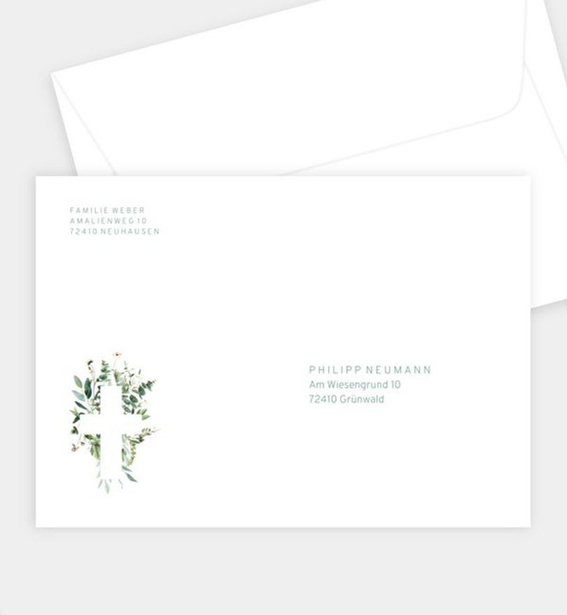 Briefumschlag Trauer Green Bouquet