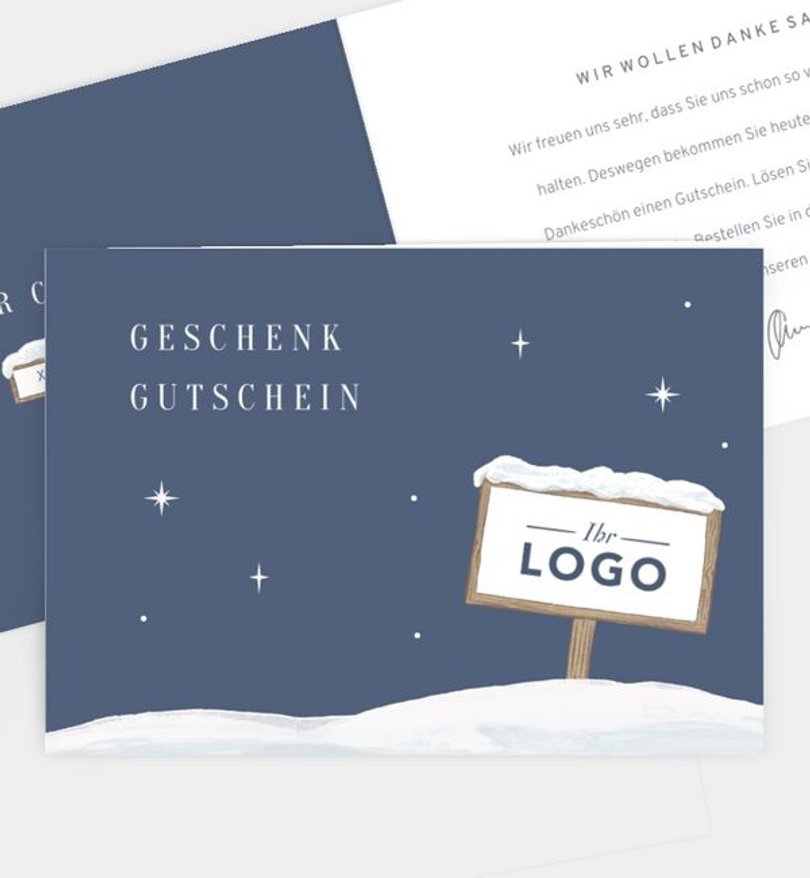 Gutscheinkarte Geschäftlich Winter Sign