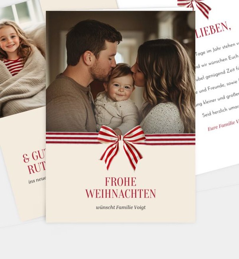Weihnachtskarte Weihnachten/Privat Weihnachtsschleife
