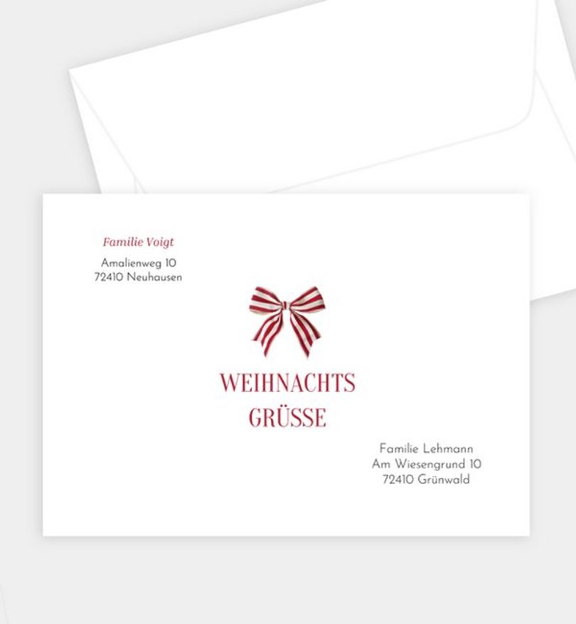 Briefumschlag Weihnachten Weihnachtsschleife