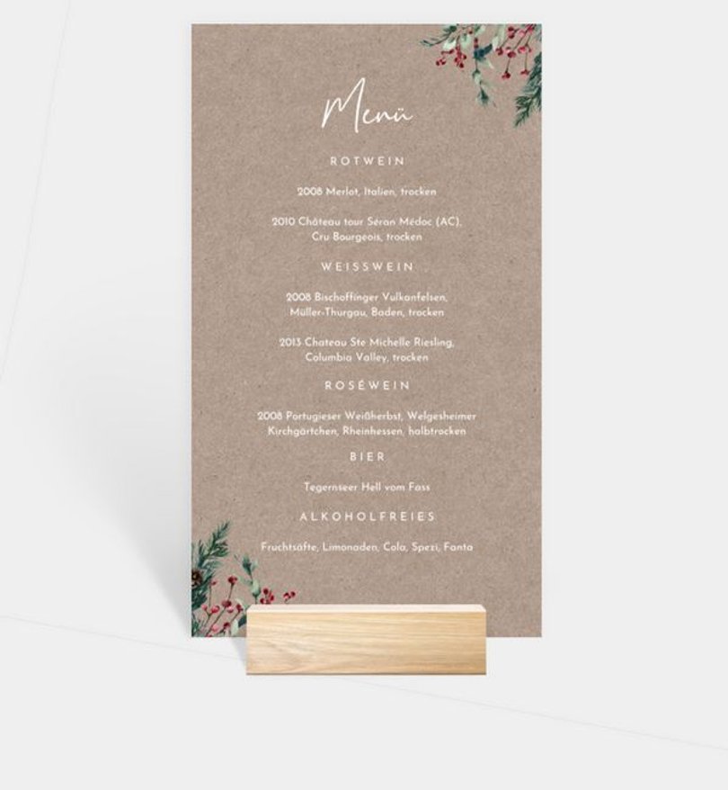 Menükarte Weihnachten Crafty green · Vintage