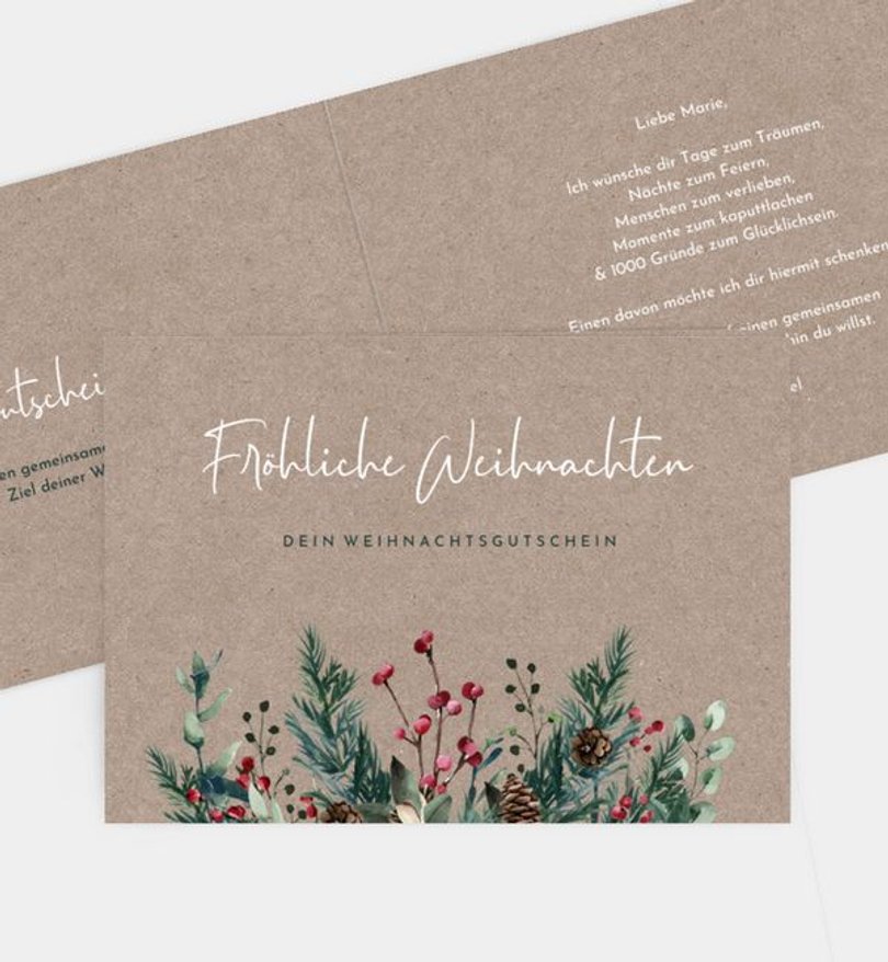 Gutscheinkarte Weihnachten Crafty green · Vintage