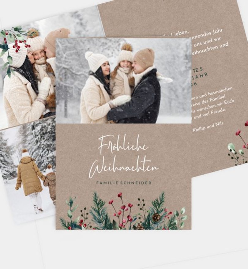Weihnachtskarte Weihnachten/Privat Crafty green · Vintage
