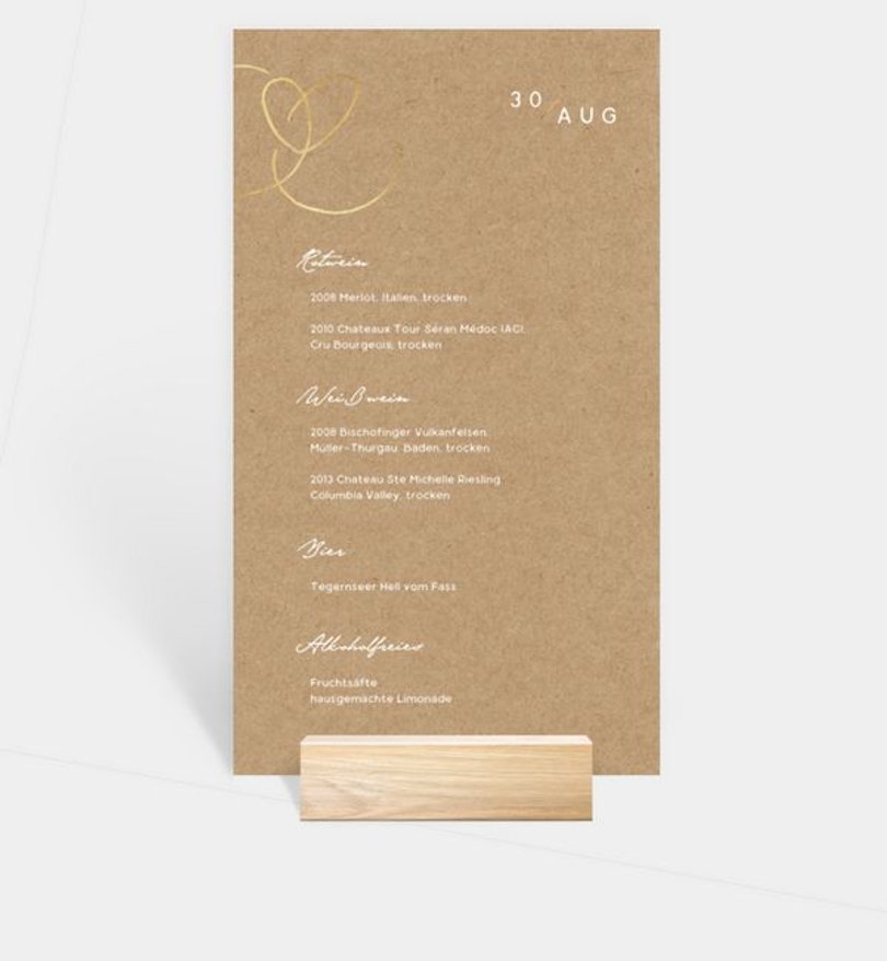 Menükarte Goldene Hochzeit Ewiges Herzgold · Crafty