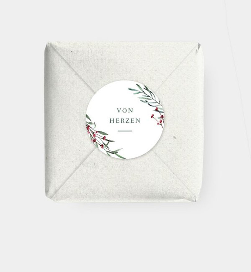 Geschenkaufkleber Weihnachten Winterberry