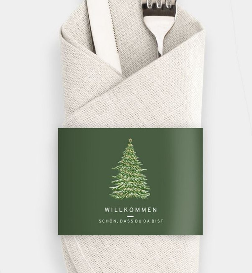 Besteck Servietten-Zubehör Weihnachten Weihnachtsbaum · Vintage