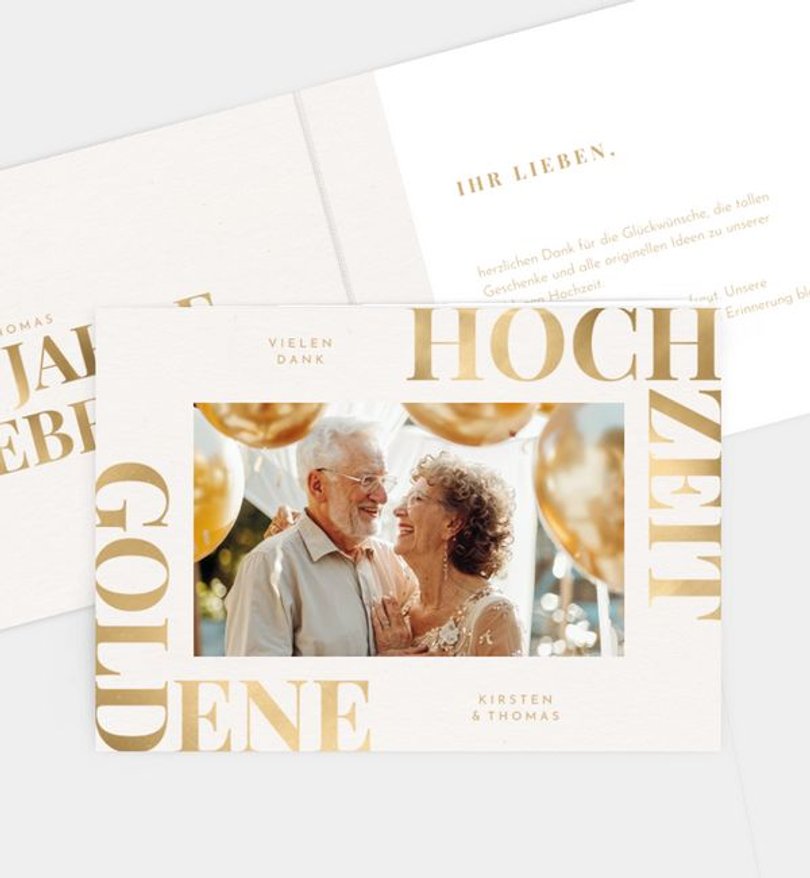 Dankeskarte Goldene-Hochzeit Frohlockende Zeit