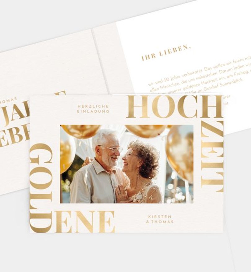 Einladungskarte Goldene-Hochzeit Frohlockende Zeit