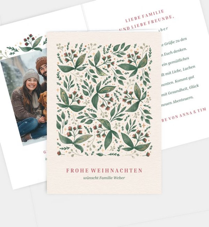 Weihnachtskarte Weihnachten/Privat Vintage Floral Pattern
