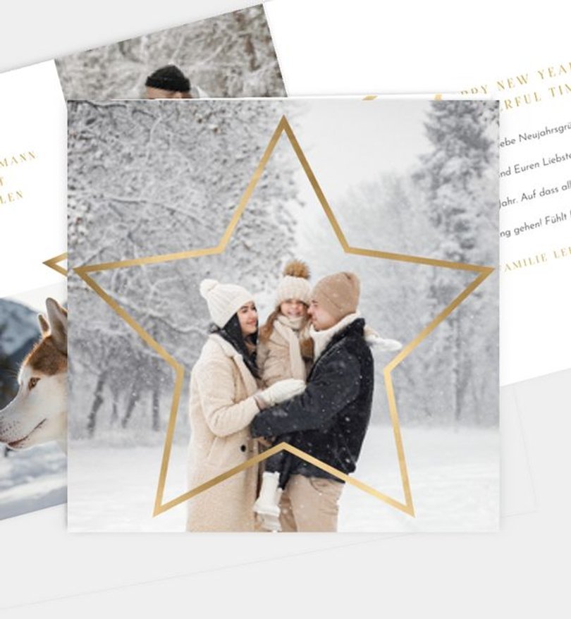 Neujahrskarte Weihnachten Golden Star
