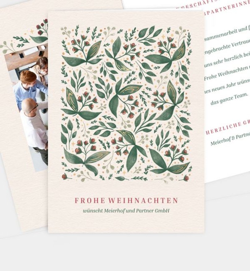 Weihnachtskarte Weihnachten geschäftlich Vintage Floral Pattern